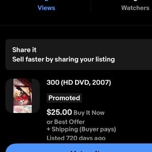 300 (HD DVD, 2007) Movie Disc